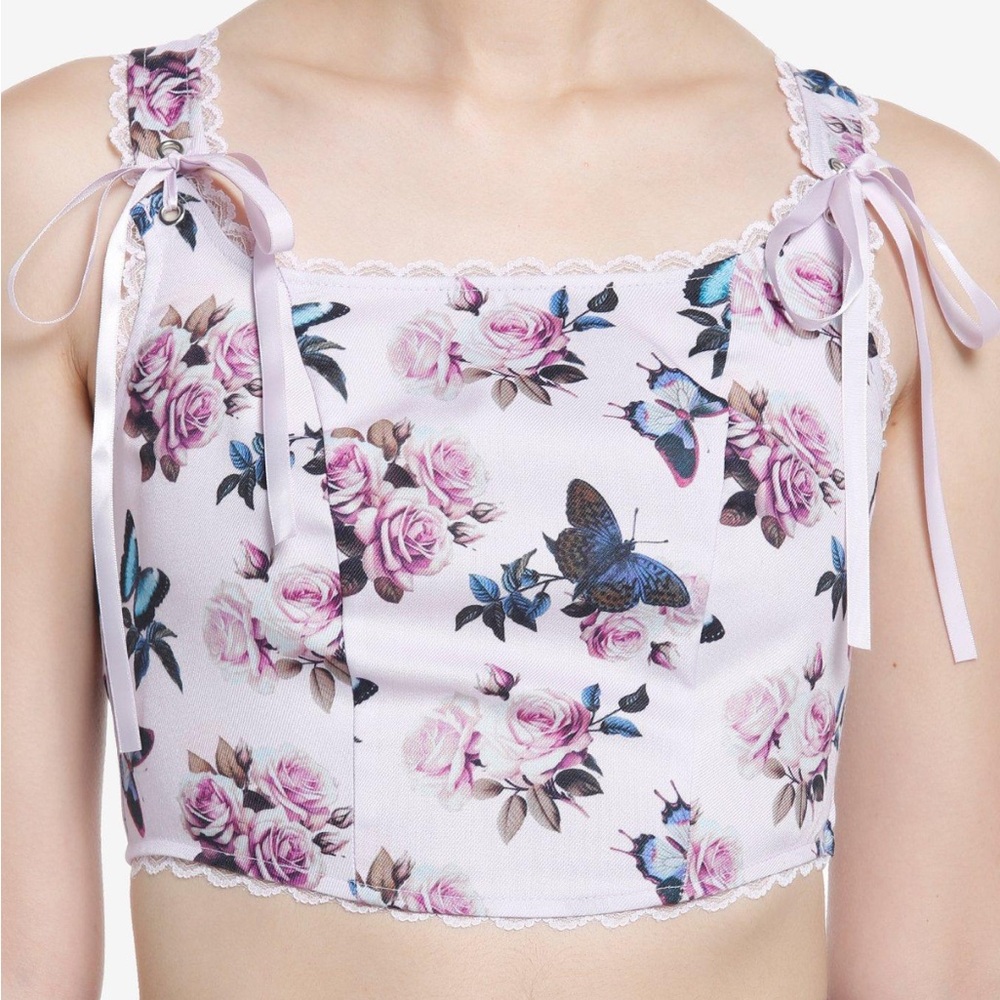 Thorn & Fable‎ Butterfly Ribbon Crop Corset Hot Topic